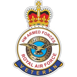 RAF Royal Air Force Veteran Car Sticker - HM Armed Forces - for Exterior or Window (Window)