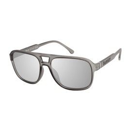 Bearpaw Men's Plastic Aviator Eco-Friendly Sunglass with Raise Logo Detail, Matte Grey, One Size