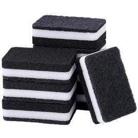 10 Pcs Heavy Duty Scrub Sponges,Dual-Sided Dishwashing Sponge for Kitchen,Multi-Use Deep Cleaning Scrub Sponge (Black White)
