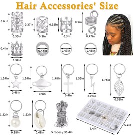 Lucomb 259 Piece Hair Jewellery Set - Silver Jewellery, Cuffs, Clips, Charms, Braid Rings, Dreadlocks and Hair Accessories for Women