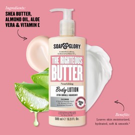 Soap & Glory Original Pink The Righteous Butter Moisturizing Body Lotion - Shea Butter, Vitamin E & Aloe Vera Body Moisturizer - Rose & Bergamot Scented Lotion (500ml)