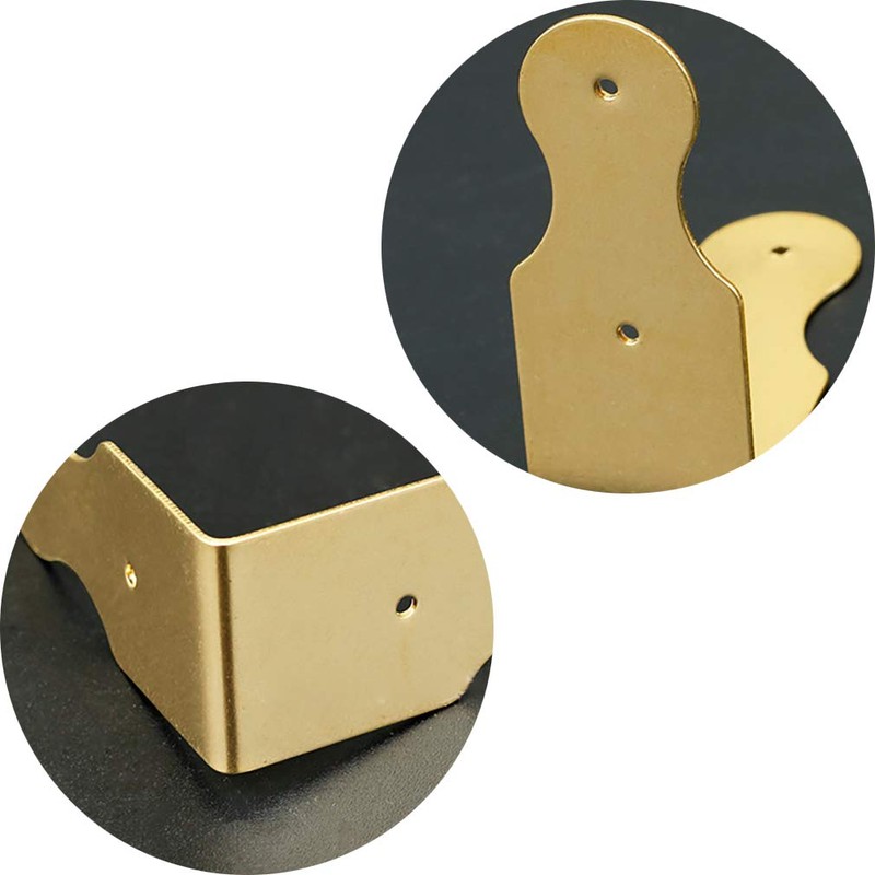 Tiazza 8Pcs Pure Brass Box Corner Protector Corner Braces Hardware
