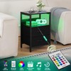 Yoobure Nightstand with Charging Station, LED Night Stand with Fabric
