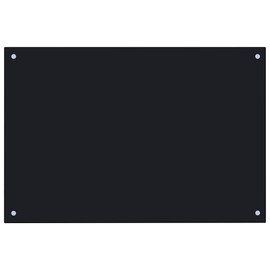 vidaXL Kitchen Backsplash, Black Tempered Glass, Heat-Resistant, Scratch-Resistant, Easy Clean, with Installation Materials, 35.4"x23.6"