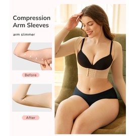 LODAY Arm Compression Sleeve Women Upper Arm Shaper Lipo Post Surgery Arm Sleeves for Women (Beige, Small)