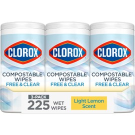 Clorox Free & Clear Cleaning Wipes, Light Lemon Scent, 75 Count, Pack of 3 (Pack May Vary)