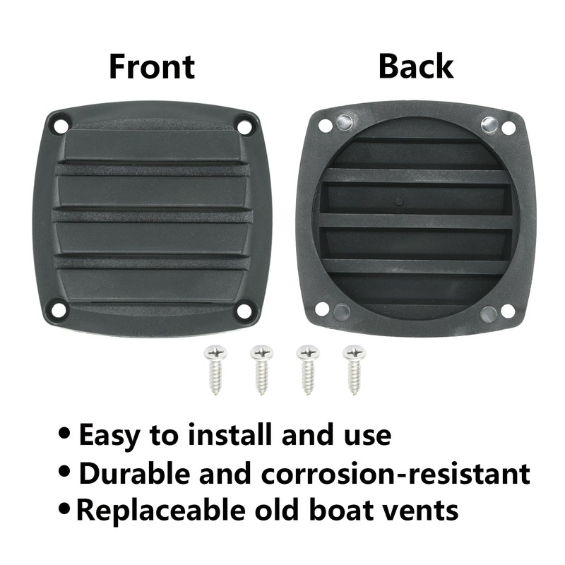 LEQMG Nylon Louvered Thru Vent,Plastic Black Flush Marine Boat Vent,Free