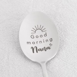 Nana Gifts Spoon from Grandkids Grandchildren Good Morning Nana Spoon for Grandma Grandmother Tea Coffee Spoons for Nana Nanny Gift for Mother's Day Birthday Gigi Gifts for Grandma