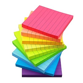 Early Buy Lined Sticky Notes with Lines 3x3 Self-Stick Notes 9 Bright Color 9 Pads, 70 Sheets/Pad
