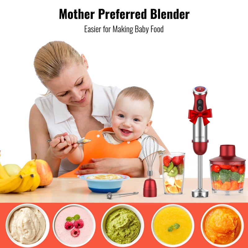 KOIOS 5-in-1 Hand Immersion Blender, 1000W 12 Speed Handheld Blender