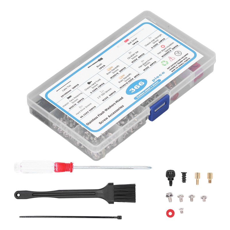 366 Pcs Computer Screw Set Motherboard Standoffs Screw Kit with