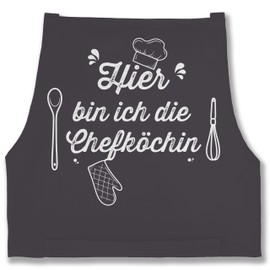 Shirtracer - Apron - Cooking Apron - Damen 1 - Hier bin ich die Chefköchin, 09 Anthracite