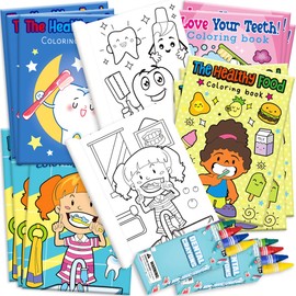 ArtCreativity Dental Coloring Book Kit for Kids - 12 Sets - Every Set Includes 1 Mini Color Book and 4 Crayons - Fun Birthday Party Favors, Sleepover Party Supplies, Great Gift Idea for Boys and Girls
