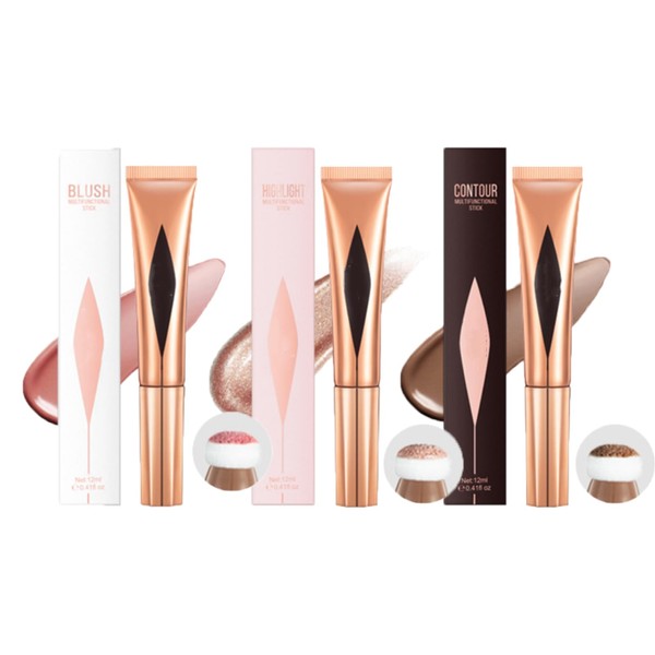 3 Pcs Liquid Contour Beauty Wand Set, Highlighter Makeup Face