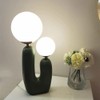 Meefad Modern Bedside Lamp, 2 Lights Table Lamp with Glass