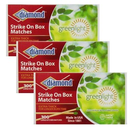 Diamond Greenlight Strike ON Box Matches [3 BXS of 300] (Original Version)…= 900 Sticks Total