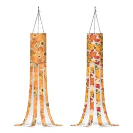 KEIAHUAN Fall Wind Socks for Outside, Outdoor Hanging Windsock Wind Socks for Yard Garden Patio Home Sunflower Pumpkin Maple Leaves