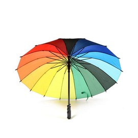 Rainbow Mini Golf Umbrella 16 Colours Canopy, 16 Steel Ribs and Steel pole, Automatic Opening and Manual Close, Polyester Canopy