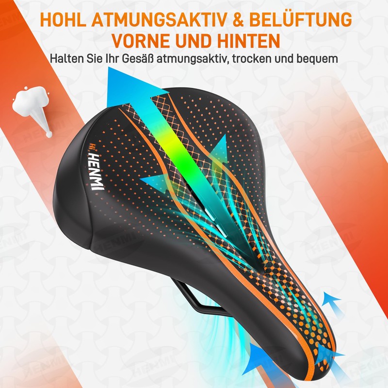 HENMI Bicycle Saddle Men Women Comfortable Breathable Shock Absorbing Ergonomic