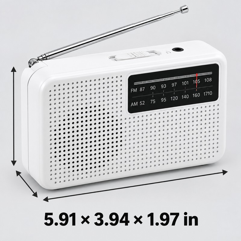 Portable AM/FM Emergency Radio – Battery-Powered Compact Radio with Telescopic