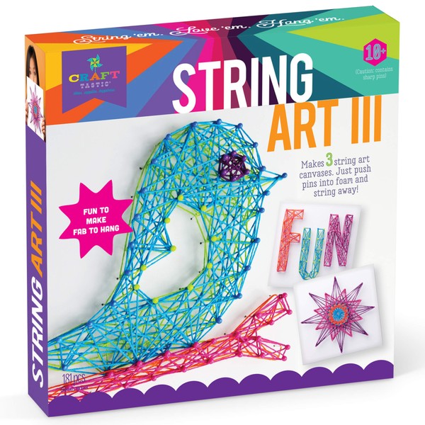 Craft-tastic - String Art Kit - Craft Kit Makes 3 Large String Art Canvases - Bird Edition