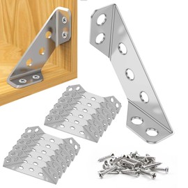 12 PCS Corner Connector, Stainless Steel Corner Connector with 84PCS Screws, Angle Fastener Corner Brackets Fixing Shelf Brackets for Wood Cabinet Furniture Tables and Chairs
