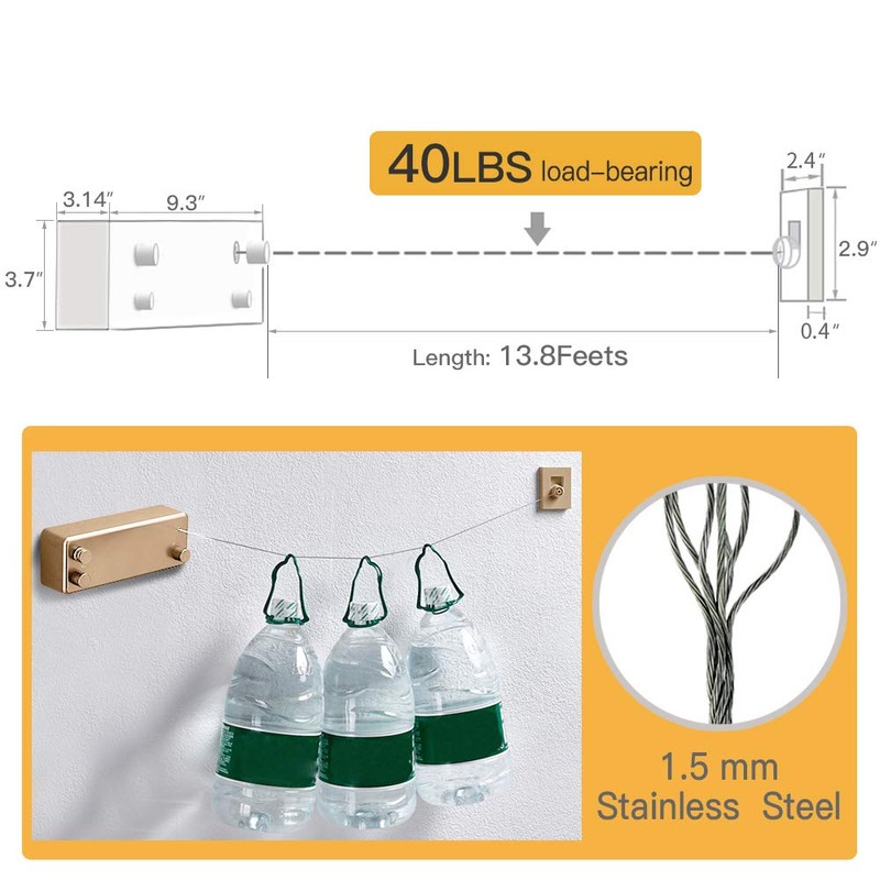 BESy Retractable Clothesline ABS case+Aluminum Dryer with Adjustable Stainless Steel