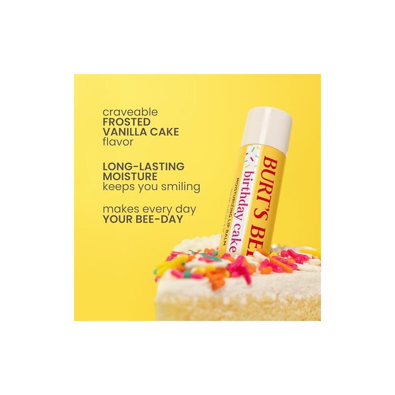 Burt's Bees Bálsamo labial de pastel de cumpleaños, sin tinte,