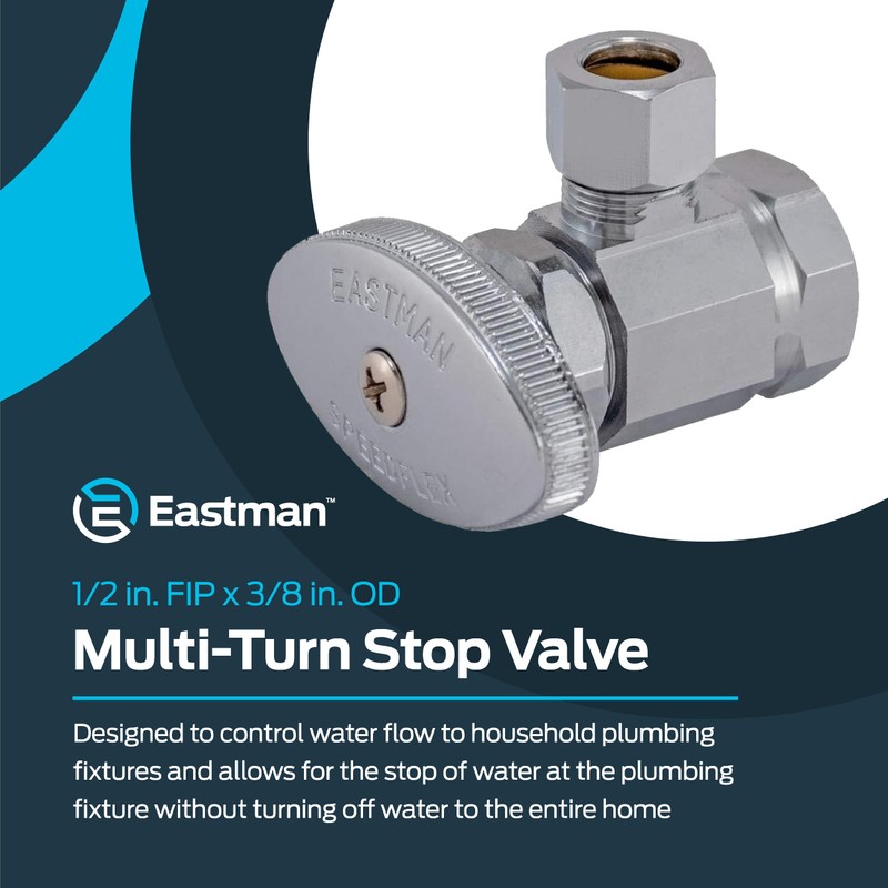 Eastman 1/2 Inch FIP x 3/8 Inch OD Compression Multi-Turn