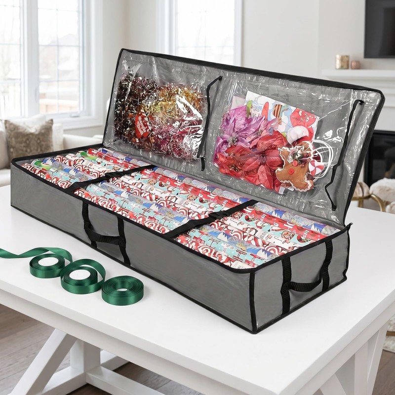 Wrapping Paper Storage Bag, Waterproof Dustproof Gift Wrap Organiser with