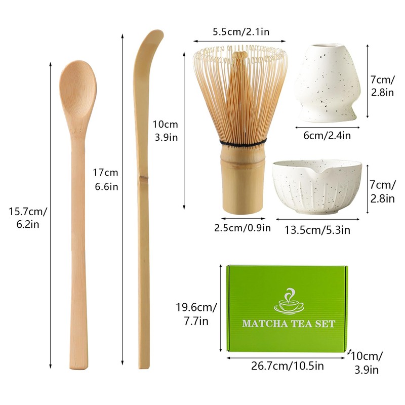 Matcha Tea Set with Whisk and Bowl, Bamboo Matcha Whisk