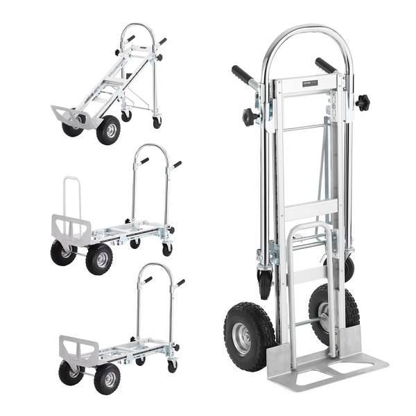 VEVOR Aluminum Folding Hand Truck, 4 in 1 Design 1000