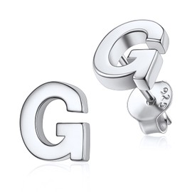 Silvora Initials Jewellery Letter G Ear Studs Womens Earrings Sterling Silver S925 Stud Allergy Free Earring Womans Gift for Graduation