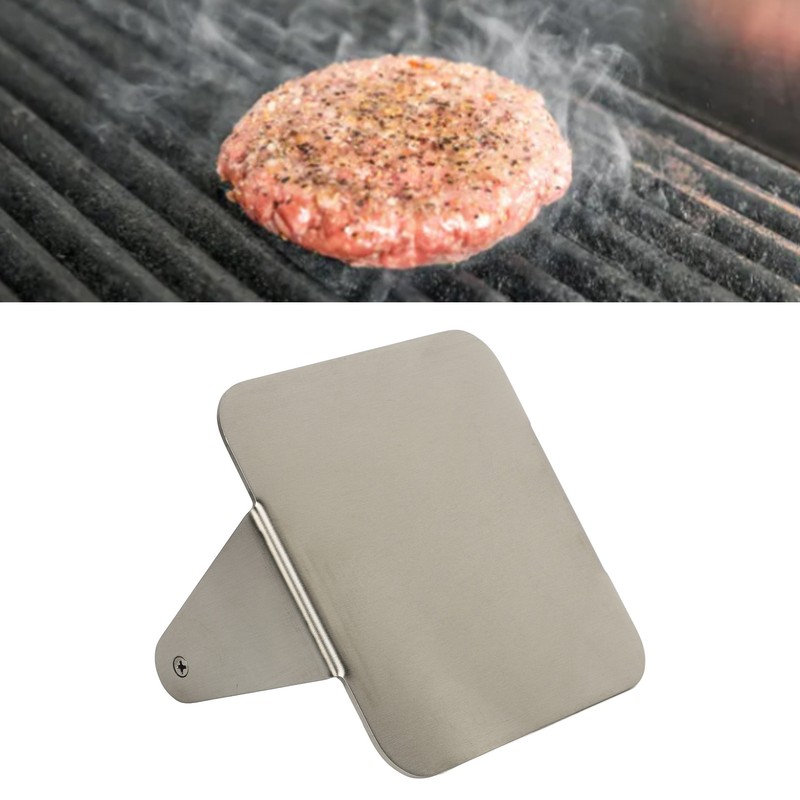 Burger Smasher 304 Stainless Steel Square Handheld Burger Press Wooden