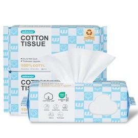 Winner Disposable Face Towels Upgraded | 100% USA Cotton Face Towelettes | Super Soft & Thick Face Cloths for Sensitive Skin | Makeup Remover Dry Wipes | 240 Count, 3 Pack