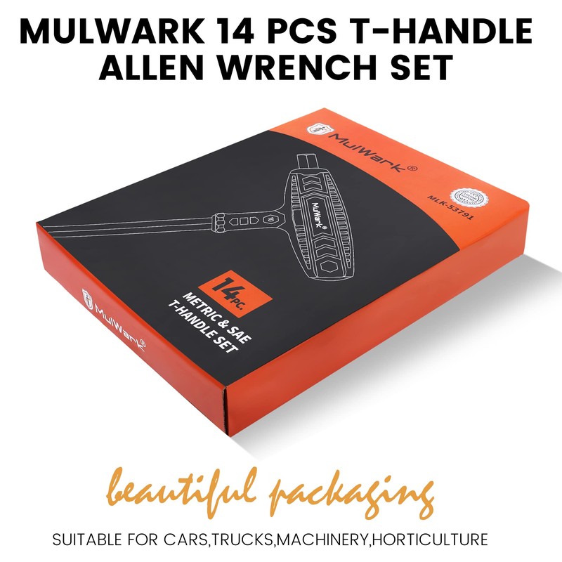 MULWARK 14 PC T-handle Allen Wrench Set Metric and Standard