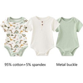 Ruliby Baby Bodysuits Sage Green Cartoon Romper Infant Boy Clothes 3-6 Months