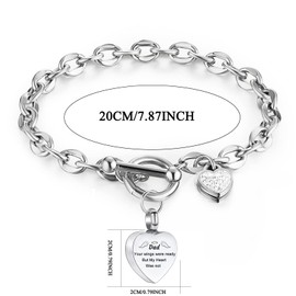 RJCMJDEU Heart Urn Bracelet for Ashes Women Men Memorial Pendant Locket Cremation Bracelet Ashes Holder Adjustable Keepsake Bangle Ash Jewelry,Dad