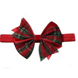 EmilyRose Couture Ribbon Twist Hair Bows (Large Headband, Christmas Plaid)