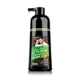 Lichen Professional 5-Min Fast Dyeing Hair Shampoo – 3-in-1 Herbal Formula for 100% Grey Coverage – Ammonia-Free, Long-Lasting Color – 400ml (Brown)