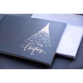 CLEVER SIGNS Silver Foil Holiday Cards, Christmas Cards, Pack of 24 with Envelopes, Christmas Cards Boxed, Christmas Card Bulk,