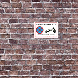 High-Quality Private Parking Sign Made of Aluminium, Parking Prohibited + 2 Free Parking Card Blocks | Sturdy Parking No Parking Sign 200 x 300 mm on 3 mm Aluminium Composite Plate No Holding | Sign