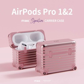 miak AirPods Pro 2nd Generation / 1st Generation Carrying Case Cover [Suitcase, Hard Case, Carrying Bag, Speaker Hole, LED Display, Polycarbonate TPU Carabiner Included, Wireless Charging, Qi