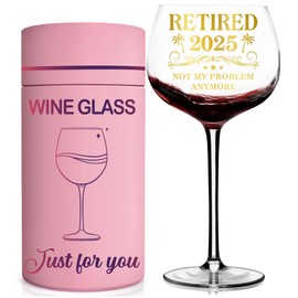TOBYOVU Retirement Gifts For Women - Retirement Gifts For Woman - Retired 2025 Not My Problem Anymore - Retirement Wine Glass - Leaving, Farewell, Goodbye, Retired Gifts For Her, Sister, Mom, Grandma