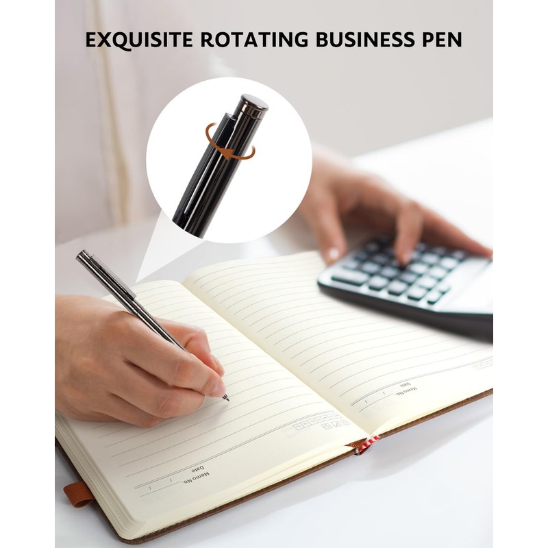 HULIPARK Leather Notebook Journal with Pen, A5 Lined Hardcover Notebook
