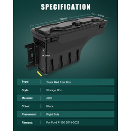 SCITOO Password Truck Bed Storage Box Tits For Ford For F-150 2015-2022 Right Passenger Side