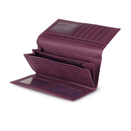 Otto Angelino Genuine Leather Zippered Envelope Wallet with Phone Compatible Slots - RFID Blocking -Unisex