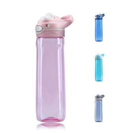 DEARART 26oz Pink Water Bottle No Straw, Clear Bottles with Lock 100% Leak Proof BPA Free, Easy Clean Carried Suit Yoga Gym Travel Sports Office School etc.