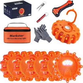 6-Pack LED Road Flare Emergency Kit with Magnetic Base & Hook 9 Flashing Modes for Emergency VehiclesModel Number: 6 pack