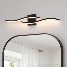Sovinzert Black Curved Bathroom Vanity Light Fixture Over Mirror, 31.5 inch Modern LED Wall Lamp 5CCT Dimmable Bathroom Light Fixture Modern Vanity Lighting Wall Sconces